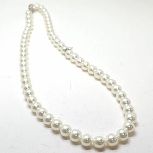 MIKIMOTO(ミキモト)箱/Mチャーム付き!!良質!!《アコヤ本真珠ネックレス》M 約7.0-7.5mm珠 33.0g 約42.5cm pearl necklace jewelry FA5/FB0の画像7