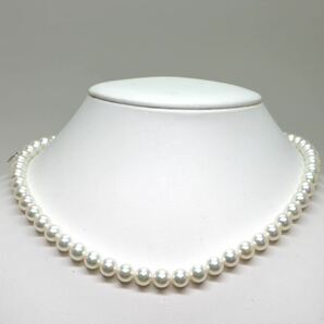 MIKIMOTO(ミキモト)箱/Mチャーム付き!!良質!!《アコヤ本真珠ネックレス》M 約7.0-7.5mm珠 33.0g 約42.5cm pearl necklace jewelry FA5/FB0の画像4