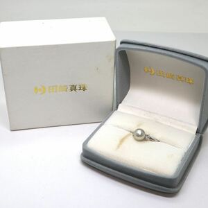 TASAKI(田崎真珠)箱/証明書付き!!《Pt900天然ダイヤモンド/アコヤ本真珠リング》M 約5.9g 約12号 0.10ct diamond ring jewelry EB3/EB4