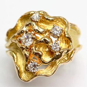 《K18(750)天然ダイヤモンドリング》M 9.0g 約12号 0.13ct 0.11ct diamond ring 指輪 jewelry EG5/EG5