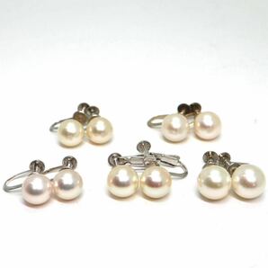 TASAKI(田崎真珠)入り!!《Pt900/K14WG アコヤ本真珠 イヤリング5点おまとめ》A 約12.9g パール pearl earring pierce jewelry EC3の画像2