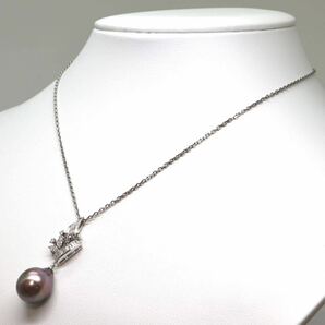 MIKIMOTO(ミキモト)《K14WG 南洋黒蝶真珠/天然ダイヤモンドネックレス》A 約7.1g 約38cm 0.54ct necklace diamond jewelry EC3/EC7の画像5