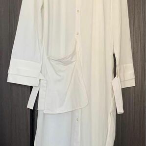 【ZARA】サイドポケット付き　チュニックドレス 白 シャツワンピース 綿