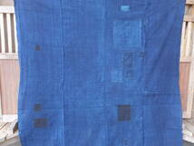 糸味面白い手織り青系中厚藍木綿古布・4幅繋ぎ・186×132㌢・重430g・襤褸・リメイク素材_画像7