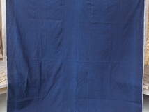 糸擦れある青系中厚藍木綿古布・5幅繋ぎ・176×152㌢・重470g・リメイク素材_画像3