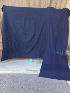 使い擦れした中厚藍木綿古布4幅繋ぎ＋2幅繋ぎ・2枚・総重590g・リメイク素材