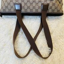 美品＊GUCCI トート ハンドバッグ gg キャンバス 肩掛け レザー A4 PC ブラウン A4 PC パソコン ビジネス 大容量 鞄 ポケットジップ グッチ_画像8