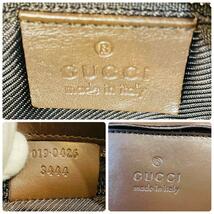 美品＊GUCCI トート ハンドバッグ gg キャンバス 肩掛け レザー A4 PC ブラウン A4 PC パソコン ビジネス 大容量 鞄 ポケットジップ グッチ_画像9