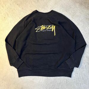 90s stussy オールドステューシー OLD STUSSY USA 黒 スウェット sweat M 紺タグ