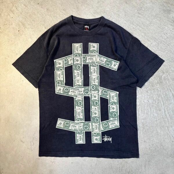 STUSSY Gear Money Tee 'black'紺 黒 オールド ステューシー Y2K　両面プリント