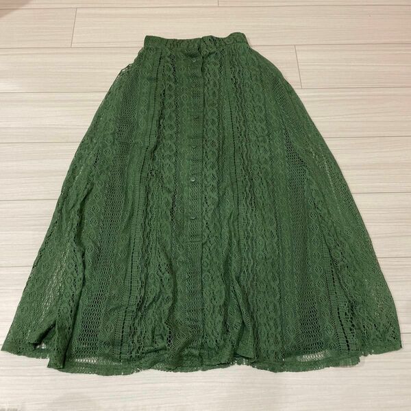 AZUL BY MOUSSY BUTTON LACE SKIRT/ボタンレーススカート