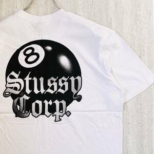 海外限定 Stussy ステューシー Tシャツ ホワイト L ロゴ 8ボール