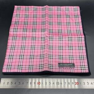 BURBERRY バーバリー ハンカチ　ピンク　チェック　細かめ　ふちブラック　　no.36　