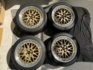 【￥1000円売り切り】 【中古品】【引取り歓迎】BBS　LM090 PCD100 5H 17インチ 7.5J +48 ゴールド ４本セット o