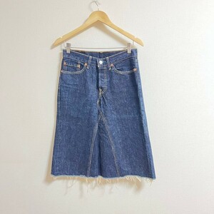 H7233FF Levi's 501 リーバイス デニムスカート Sサイズ ブルー レディース カットオフ　アメカジボタンフライ　