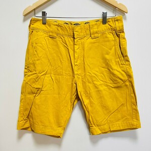 H7290gL Dickies ディッキーズ サイズ28 (S位) ショートパンツ ハーフパンツ コットンパンツ 綿100% イエロー メンズ 古着 ワーク