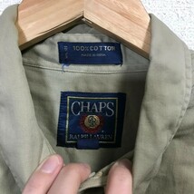 H7313dE CHAPS RALPH LAUREN チャップスラルフローレン 長袖シャツ ベージュ メンズ L ブランド刺繍 ボタンダウンシャツ 古着 ゆったり_画像5