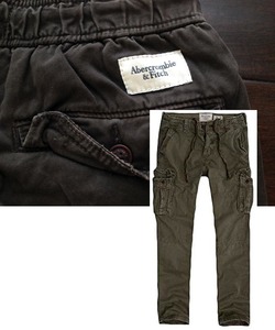 【既決USA】アバクロ ★ Abercrombie @完売ロゴ入カーゴパンツ【Abercrombie&Fitch Men's Jogger Cargo Pants】 Dark Olive @S