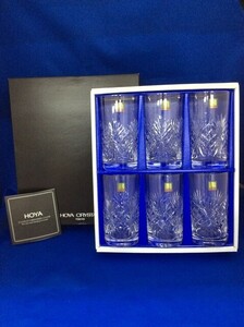 HOYA CRYSTAL ホヤクリスタル タンブラー 6客入り セット NTS1227 箱付 高さ12cm 口径6.5cm ガラス ロゴ カット 廃盤 希少 美品 管50189236