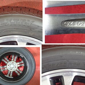 R14●【ホンダN-BOX純正：ブラックポリッシュ色】中古ホイール＋ラジアル155/65R14 B.S NEXTRY ★4本(TH-6028A)送料無料/沖縄配送不可の画像10