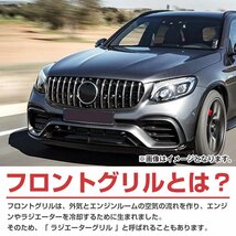 【新品即納】 ベンツ GLC X253 C253 前期 GLC220d GLC300 GLC300e パナメリカーナ グリル AMG GTルック GTR 2016-2019 縦フィン 黒/黒_画像3