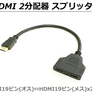 HDMI 2分配器 スプリッター 1080p 1入力 2出力 映像分配器 画面共有 同時出力 パソコン テレビ TV HDMI19ピン（オス) HDMI19ピン(メス)×2の画像2