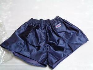 S navy blue onitsuka Tiger table nylon reverse side cotton short bread short pants gym uniform Showa Retro unused [ inspection Asics Tiger 