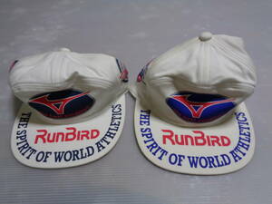 ２個　L 　ランバード runbird　ミズノ　美津濃　キャップ　帽子　野球帽　昭和レトロ　未使用カビシミ！難有！