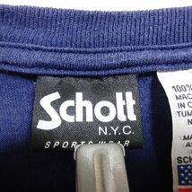 90s ショット ヴィンテージTシャツ L ネイビー USA製 胸ロゴ イエロー 5939_画像8