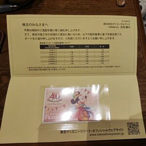 【送料無料】東京ディズニーリゾート　株主優待パスポート一枚　（期限2024年6月30日）