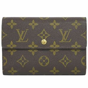 本物 ルイヴィトン LOUIS VUITTON ポルト トレゾールエテュイ パピエ モノグラム 折財布 コンパクトウォレット ブラウン M61202