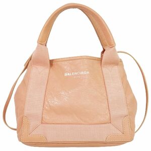 本物 バレンシアガ BALENCIAGA ネイビー カバス XS 2WAY ショルダーバッグ トートバッグ ポシェット レザー ピンク 390346