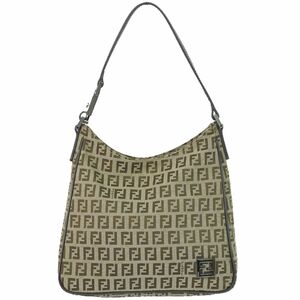 本物 フェンディ FENDI ズッキーノ ショルダーバッグ ハンドバッグ キャンバス ベージュ 8BR068