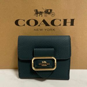 新品　COACH 長財布　コーチ　二つ折り財布　レディース メンズ グリーン