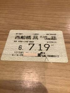 【期限切れ】交通営団 西船橋～渋谷（定期券）■ 6.7.19