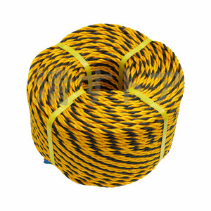 [送料無料] トラロープ 9mmΦ×200m 4巻(1巻あたり2680円) 標識ロープ 黄黒ロープ 化繊ロープ トラスロープ