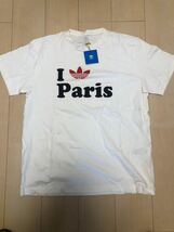 アディダス Tシャツ paris パリ adidas 海外限定 オリジナル ロゴ Lサイズ ホワイト_画像1