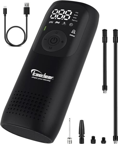 Kaedear(カエディア) バイク 空気入れ バイク用 エアポンプ 電動 エアーポンプ 電動空気入れ 充電式 usb スマートエアポンプ 2000mah×2