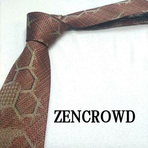 ZENCROUD ブラウン 総柄 ポリエステル 日本製 ネクタイ