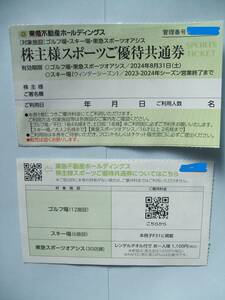 ■東急不動産　株主優待　スキー場・ゴルフ場・東急スポーツオアシス優待共通券　２枚・・・1