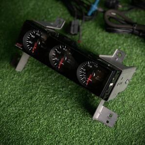 BP5/BL5 STI ゲノム 3連メーター Defi ★ DIN - Gauge ディンゲージ ★ 1DINサイズ ★ 油温 / 油圧 / ブースト コンプリートキット 中古の画像3