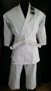 155cm 3.5 number adidas Adidas karate uniform K001 Club ( for beginner ) white with belt top and bottom set new goods 