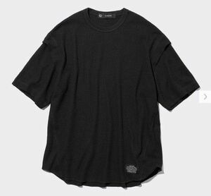 サイズM GU x UNDERCOVER ドライワッフルTシャツ (5分袖) BLACK アンダーカバー