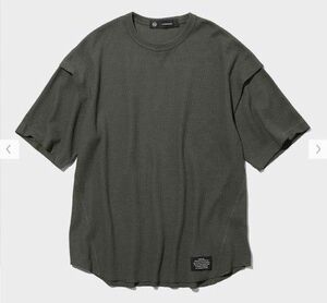 サイズS GU x UNDERCOVER ドライワッフルTシャツ (5分袖) DARK GREEN アンダーカバー