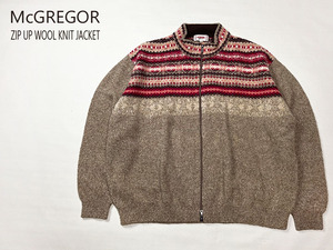 【ウール 毛 100%】McGREGOR マクレガー ジップアップ ウール ニット ジャケット メンズ 4L 大きいサイズ ビッグサイズ