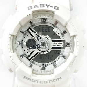 CASIO カシオ Baby-G ベビーG ベイビージー 腕時計 BA-110X-7A3 クオーツ アナデジ ラウンド ホワイト 10気圧防水 巾着付き 動作確認済み
