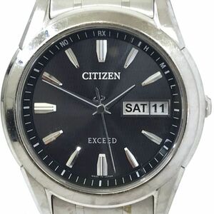 CITIZEN シチズン EXCEED エクシード ECO-DRIVE エコ・ドライブ 腕時計 H10B-T015620 電波ソーラー アナログ ラウンド ブラック シルバー