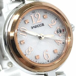 CITIZEN シチズン wicca ウィッカ 腕時計 H0F8-R006371 電波ソーラー アナログ ラウンド ピンク シルバー レディース カレンダー 蓄光