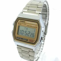 CASIO カシオ STANDARD スタンダード 腕時計 A158WE-9 クオーツ デジタル スクエア オレンジ シルバー チープカシオ チプカシ 動作確認済み_画像3