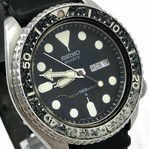 SEIKO セイコー 腕時計 7548-7000 クオーツ アナログ カレンダー ダイバーズウォッチ ブラック シルバー 格好良い コレクション